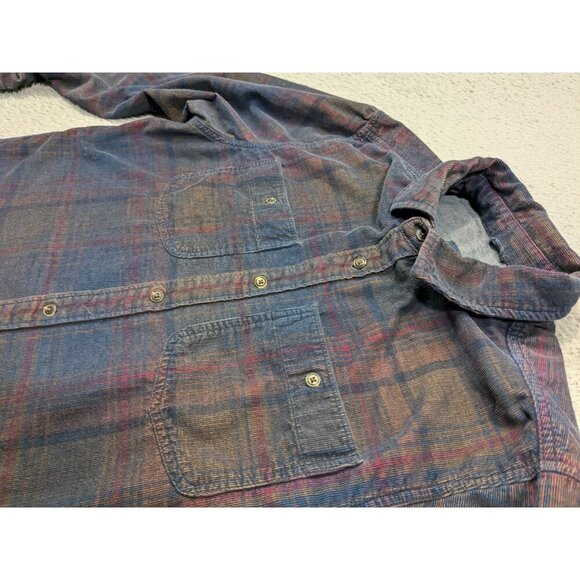 Prana Corduroy Shirt Mens Medium Dooley Long Sleeve Button Multicolor Plaid - Picture 9 of 12